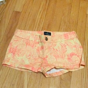 American Eagle orange/pink floral shorts